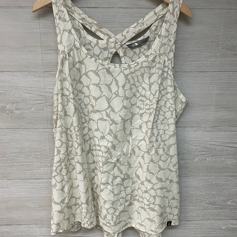 The North Face Cream Patterned Racerback Tank Top